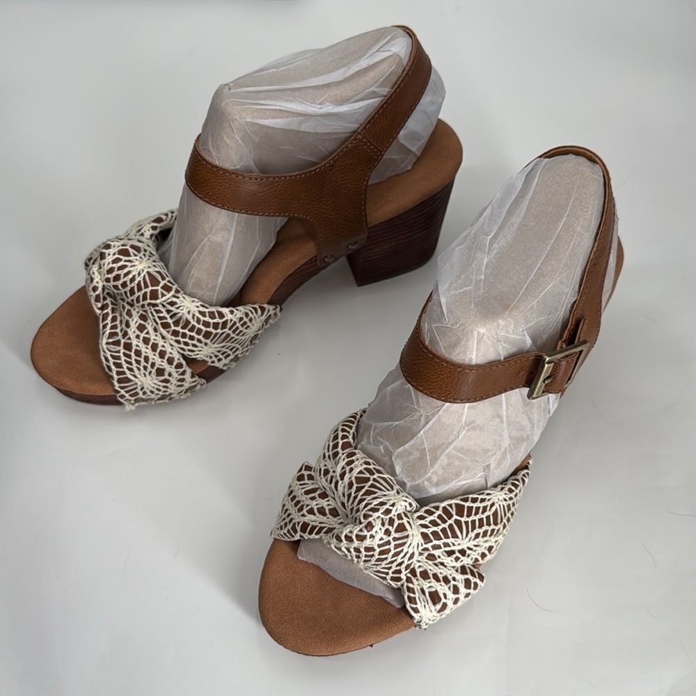KORKS Natalia Knot Platform Sandals Size 10M Tan/Naturalal Crochet Fabric Combo - Picture 11 of 11